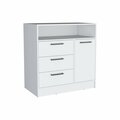 Tuhome Omaha Dresser Multi-Storage Compact Unit with Spacious 3 Drawers and Cabinet-White CLB9090